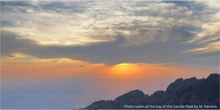 This season's featured photo, taken at the top of the Sandia Peak by M. Herrera.